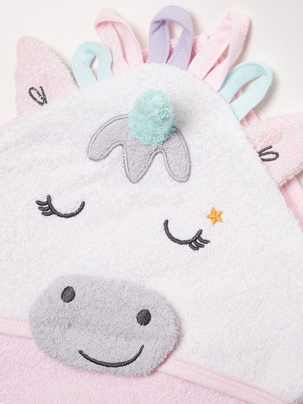 Pembe Kapüşonlu Kız Bebek Havlu Bornoz-1