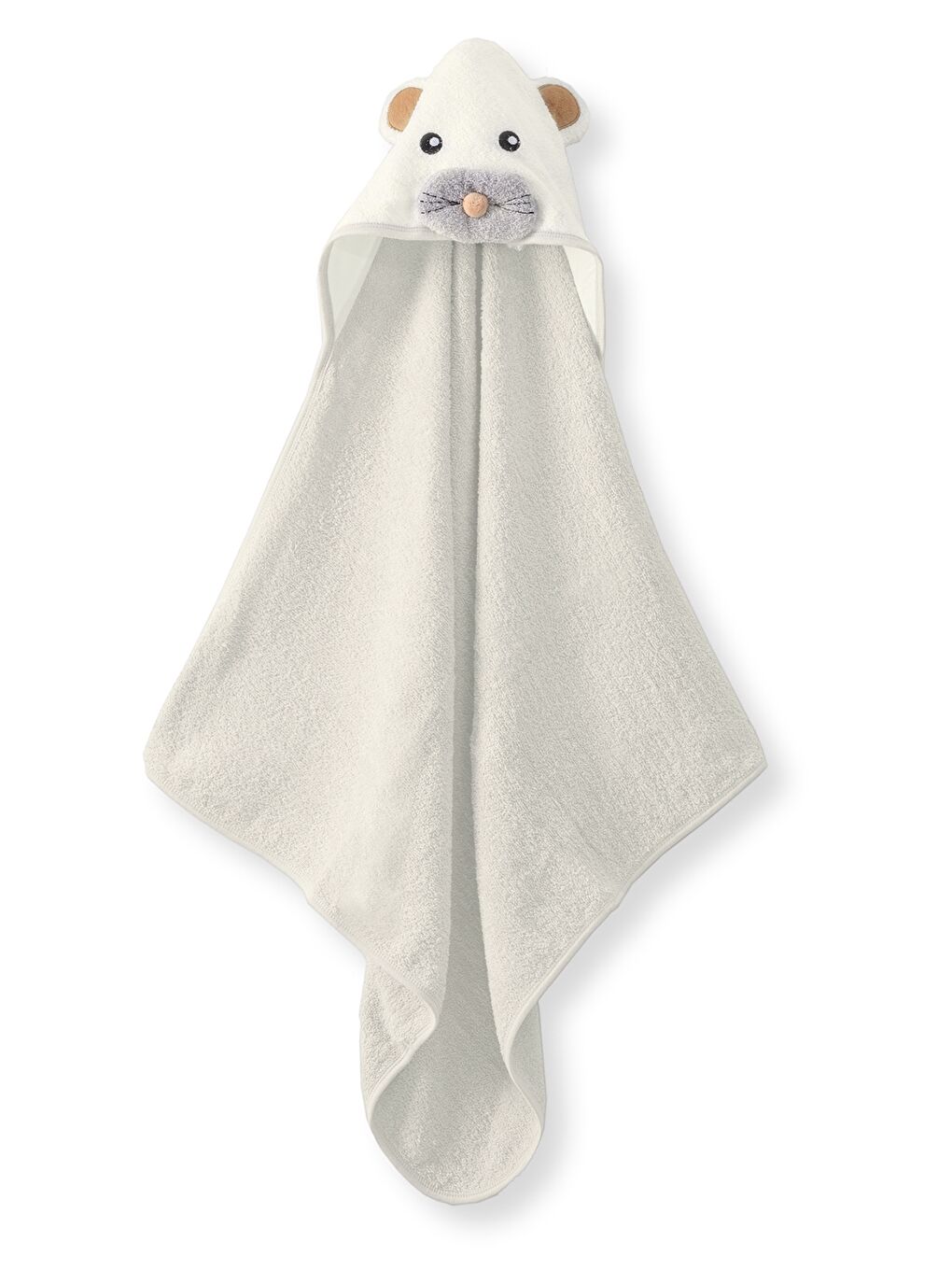 Ekru Kapüşonlu Unisex Bebek Bornoz