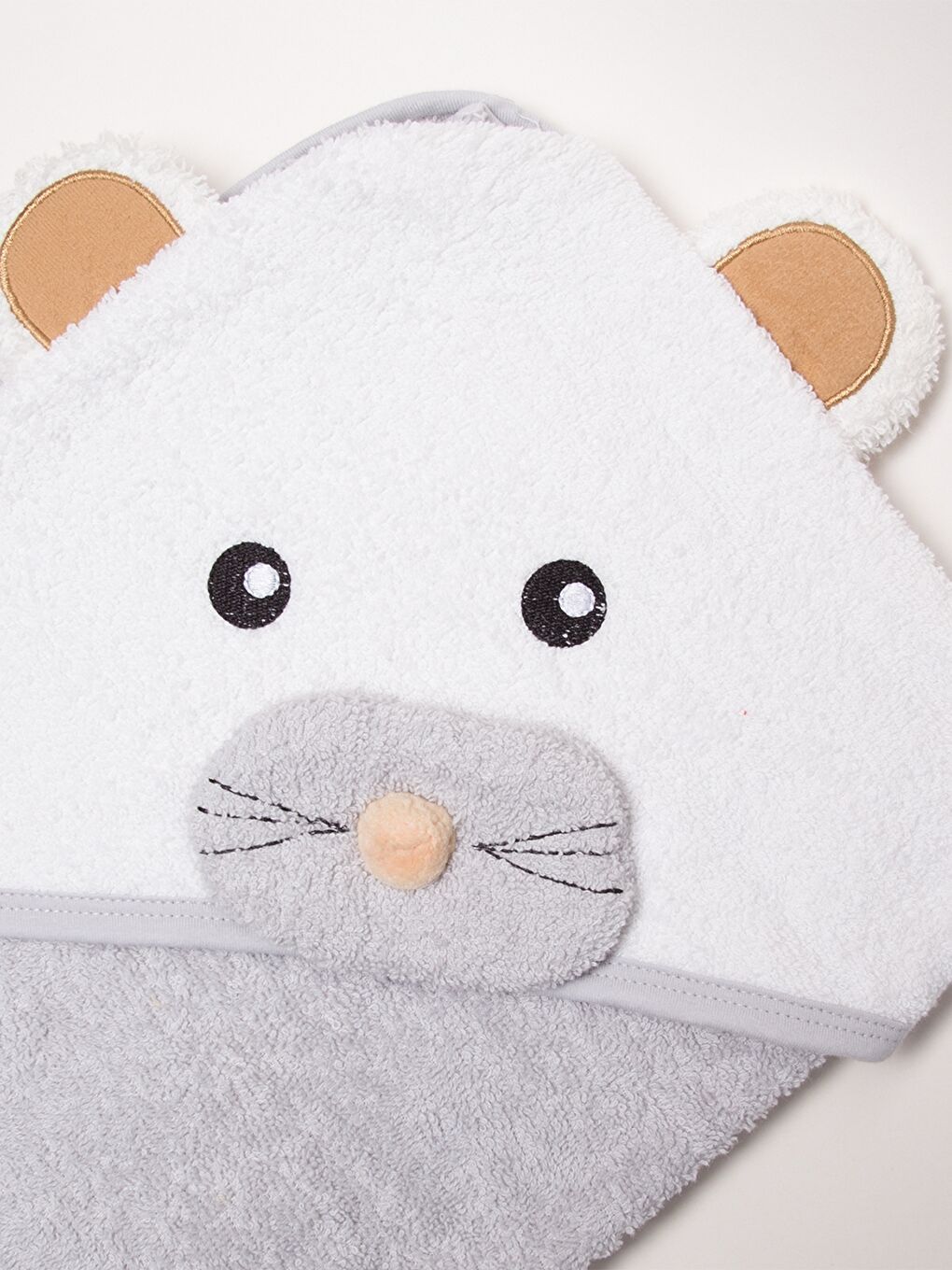 Gri Kapüşonlu Unisex Bebek Bornoz-1