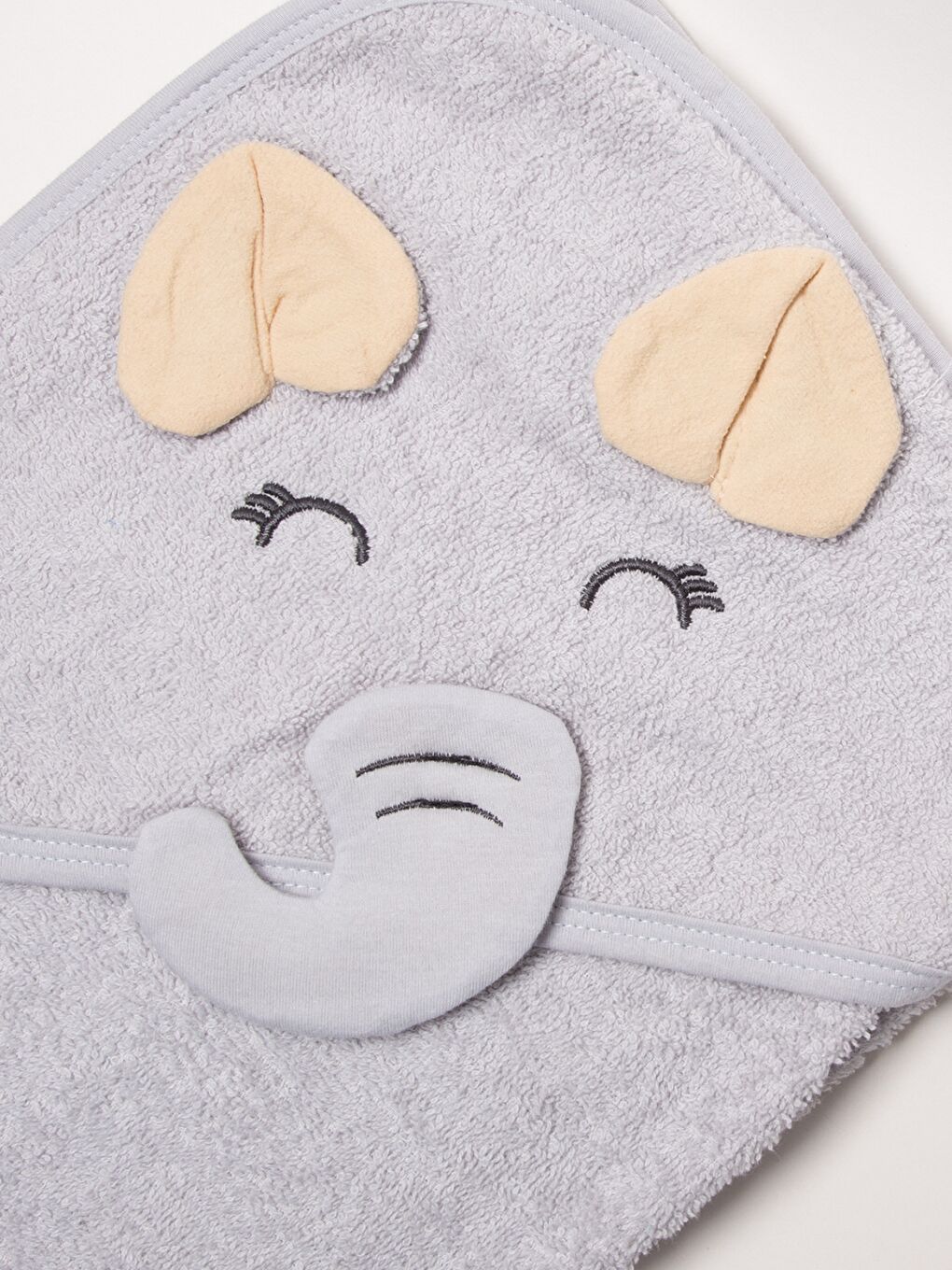 Gri Kapüşonlu Unisex Bebek Bornoz-1