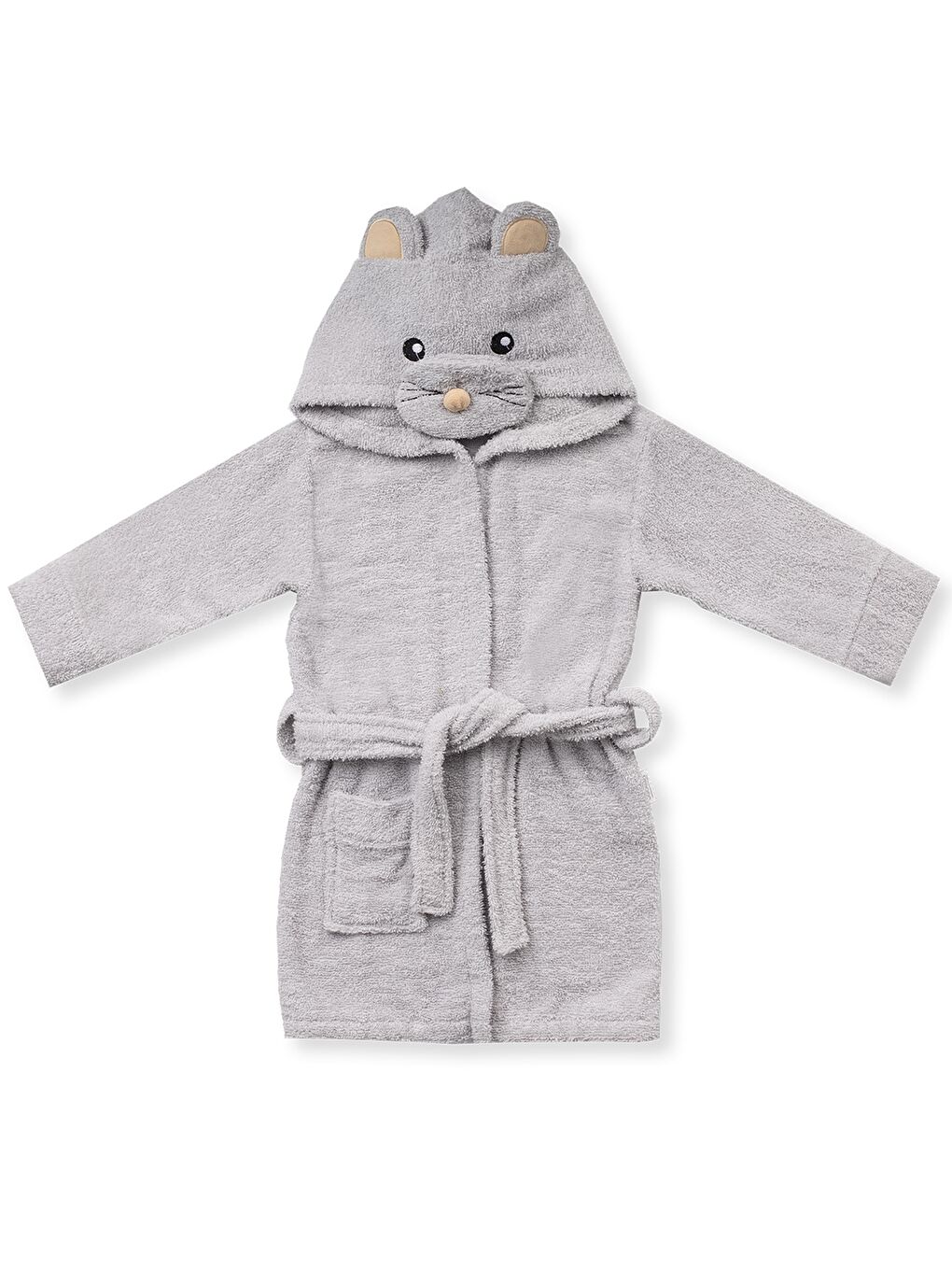 Gri Kapüşonlu Unisex Bebek Bornoz