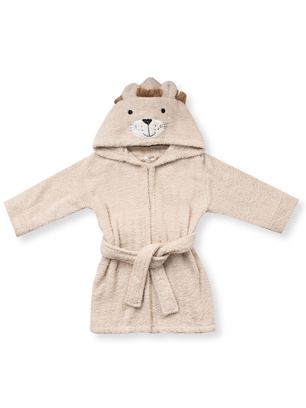 Bej Kapüşonlu Erkek Bebek Bornoz