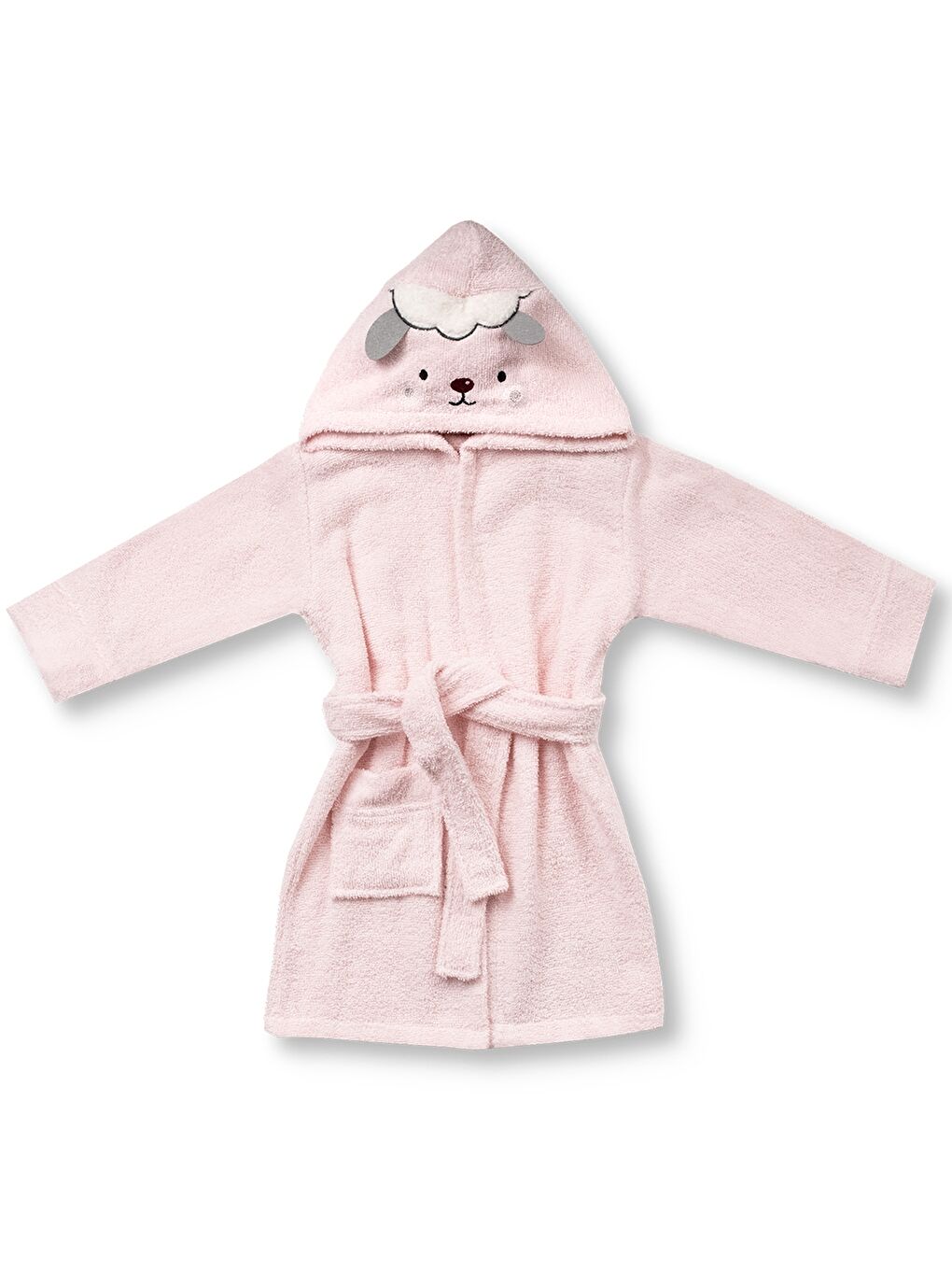 Pembe Kapüşonlu Erkek Bebek Bornoz