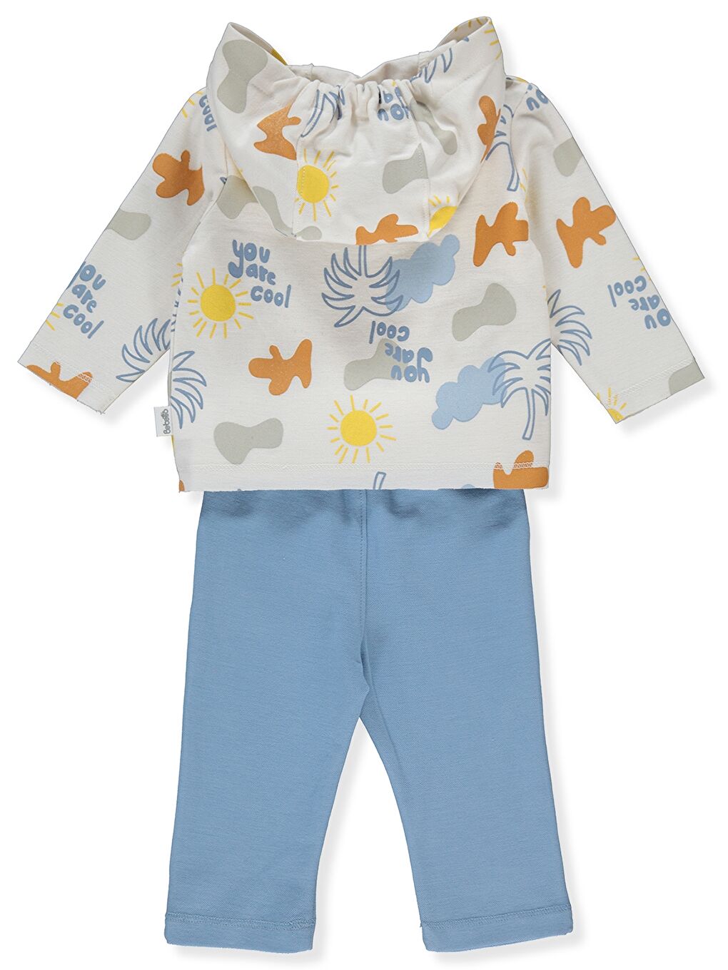 Mavi Kapüşonlu Erkek Bebek 3'lü Takım-1