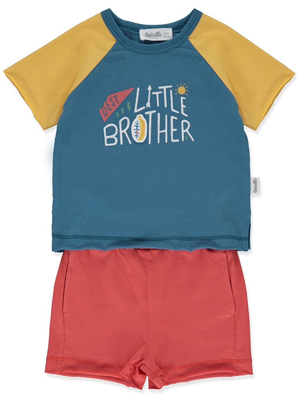 Petrol Bisiklet Yaka Kısa Kollu Erkek Bebek 2'li Takım