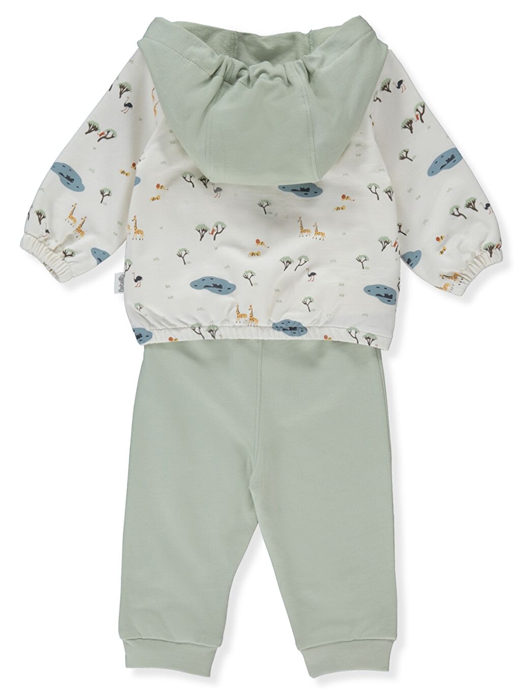 Yeşil Kapüşonlu Erkek Bebek 3'lü Takım-1