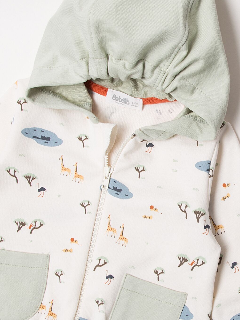 Yeşil Kapüşonlu Erkek Bebek 3'lü Takım-2