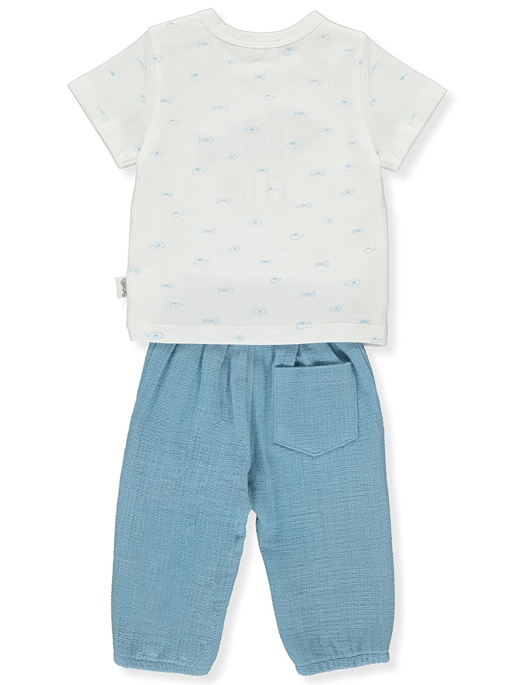 Mavi Bisiklet Yaka Erkek Bebek 2'li Takım-1