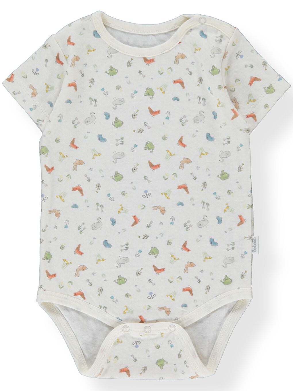 Ekru Bisiklet Yaka Kız Bebek Çıtçıtlı Bodysuit