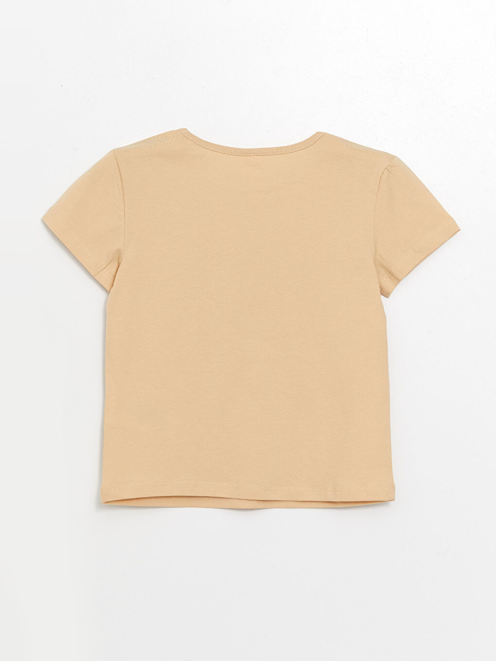 Ekru Bisiklet Yaka Kısa Kollu Baskılı Kız Bebek Tişört ve Tayt 2'li Takım-2