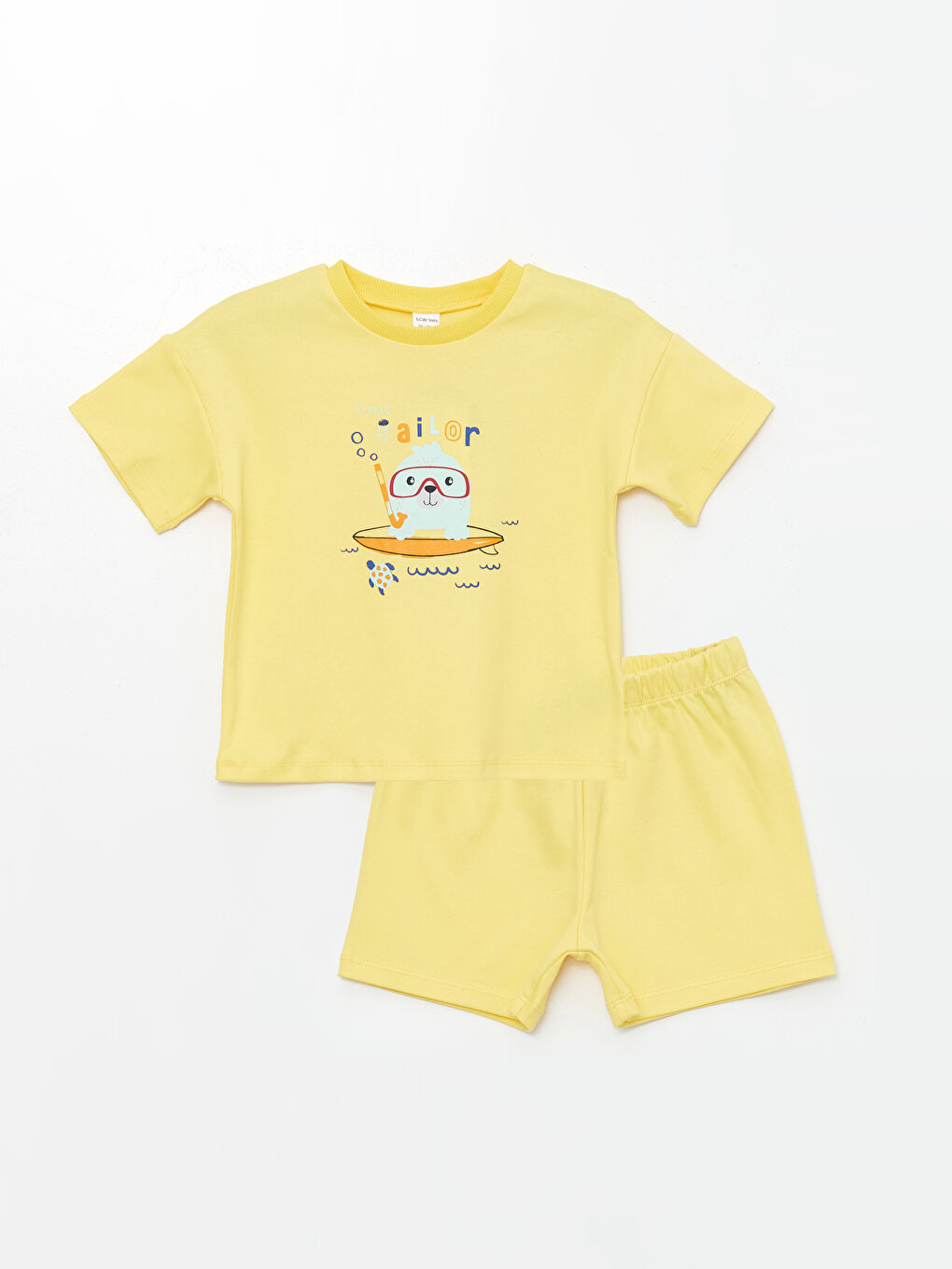 Crew Neck Printed Baby Boys' T-Shirt and Shorts 2 Pack Set