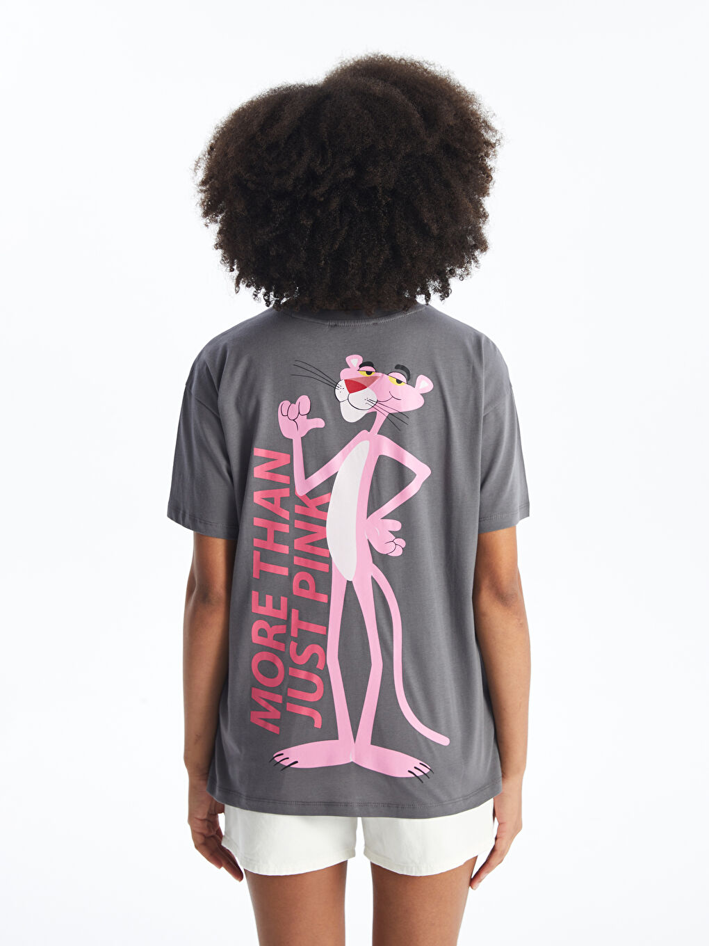 Crew Neck Pink Panther Printed Short Sleeve Women's T-Shirt -S4M966Z8-H0H