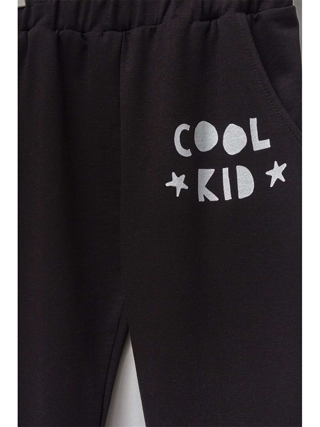 Siyah Beli Lastikli Baskılı Erkek Çocuk Eşofman Altı-2