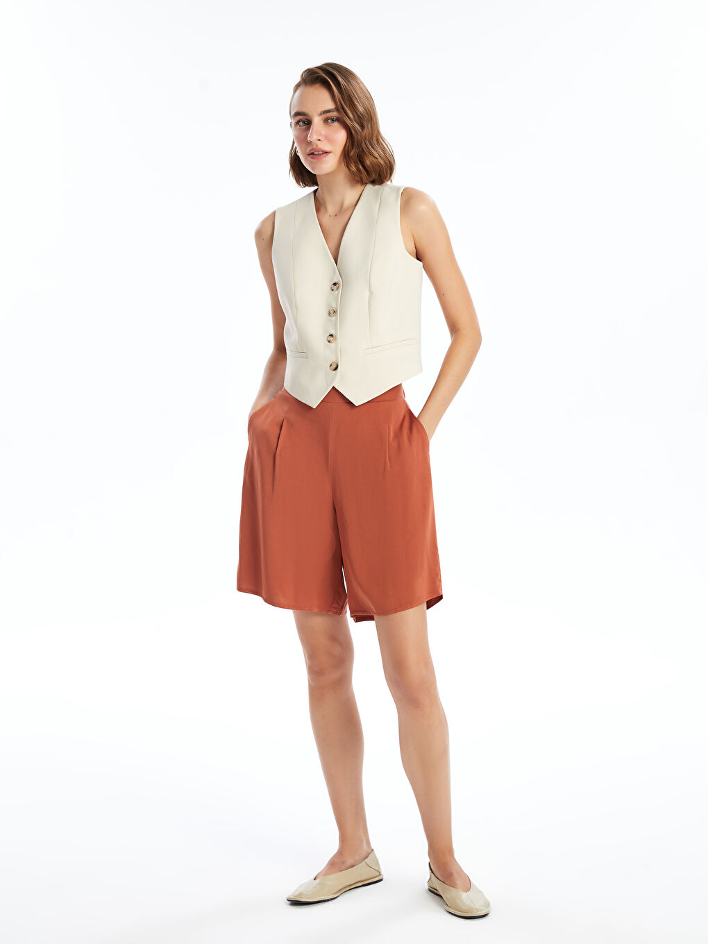 Women's Elastic Waist Regular Shorts -S4M993Z8-SGX