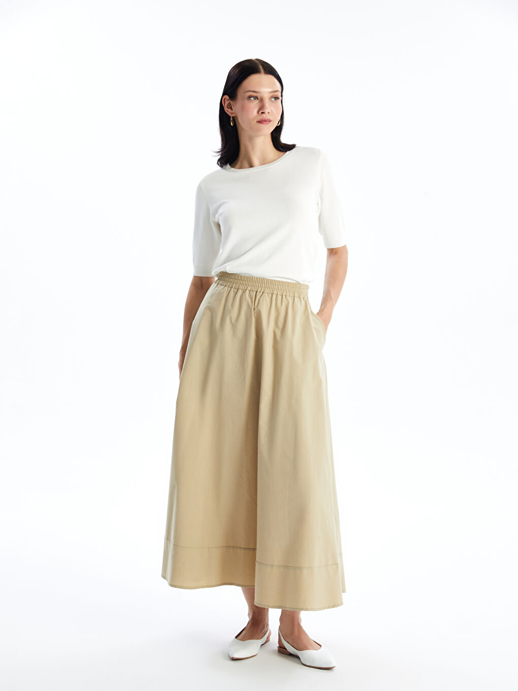 Women's Flared Straight Skirt With Elastic Waist -S4MA46Z8-GDQ