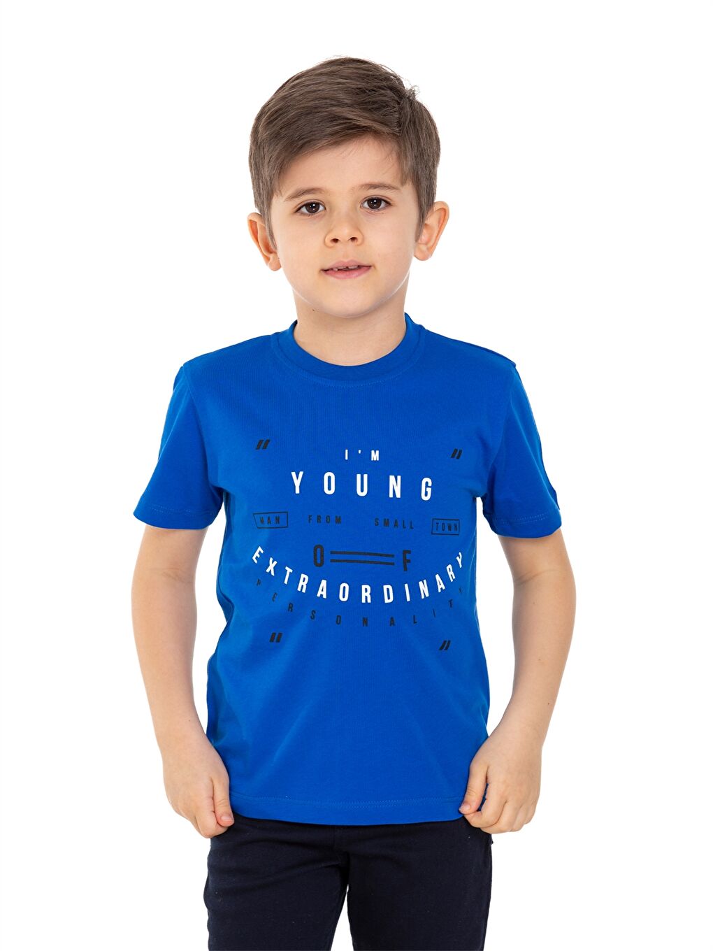 Mavi Bisiklet Yaka Baskılı Erkek Çocuk Tişört