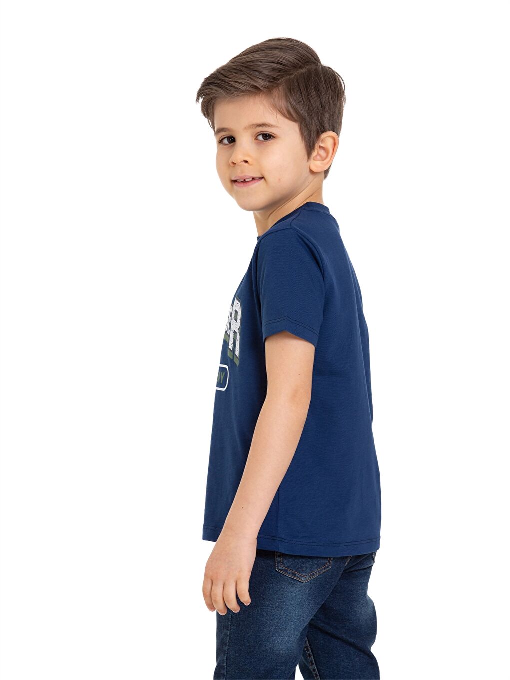 Lacivert Bisiklet Yaka Erkek Çocuk Tişört-3