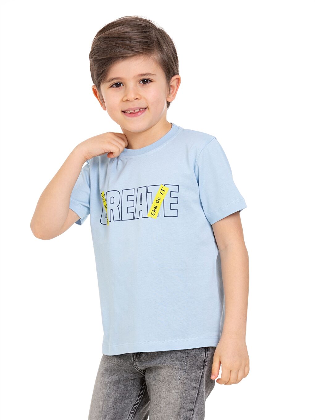 Mavi Bisiklet Yaka Erkek Çocuk Tişört-1