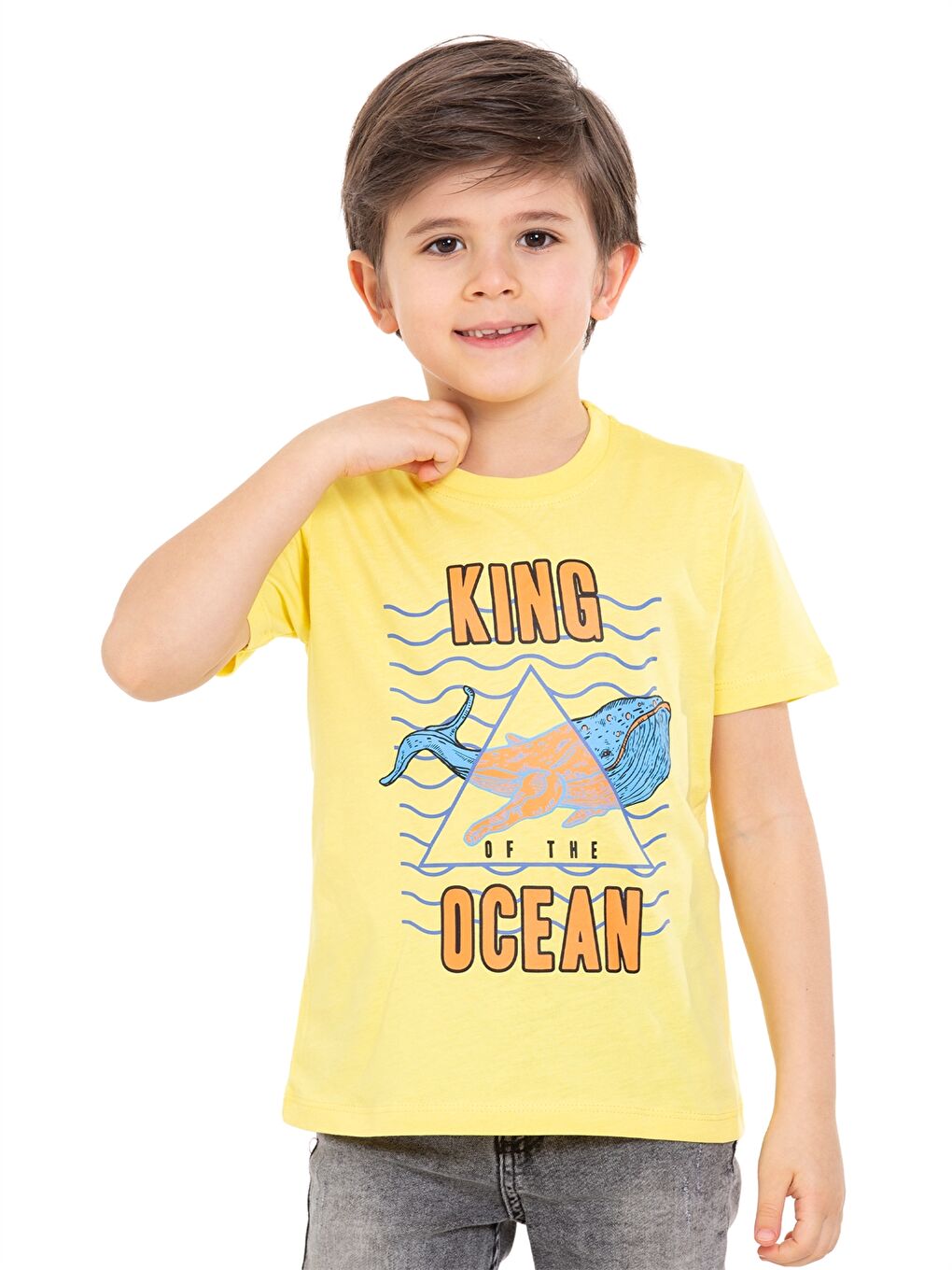 Sarı Bisiklet Yaka Erkek Çocuk Tişört