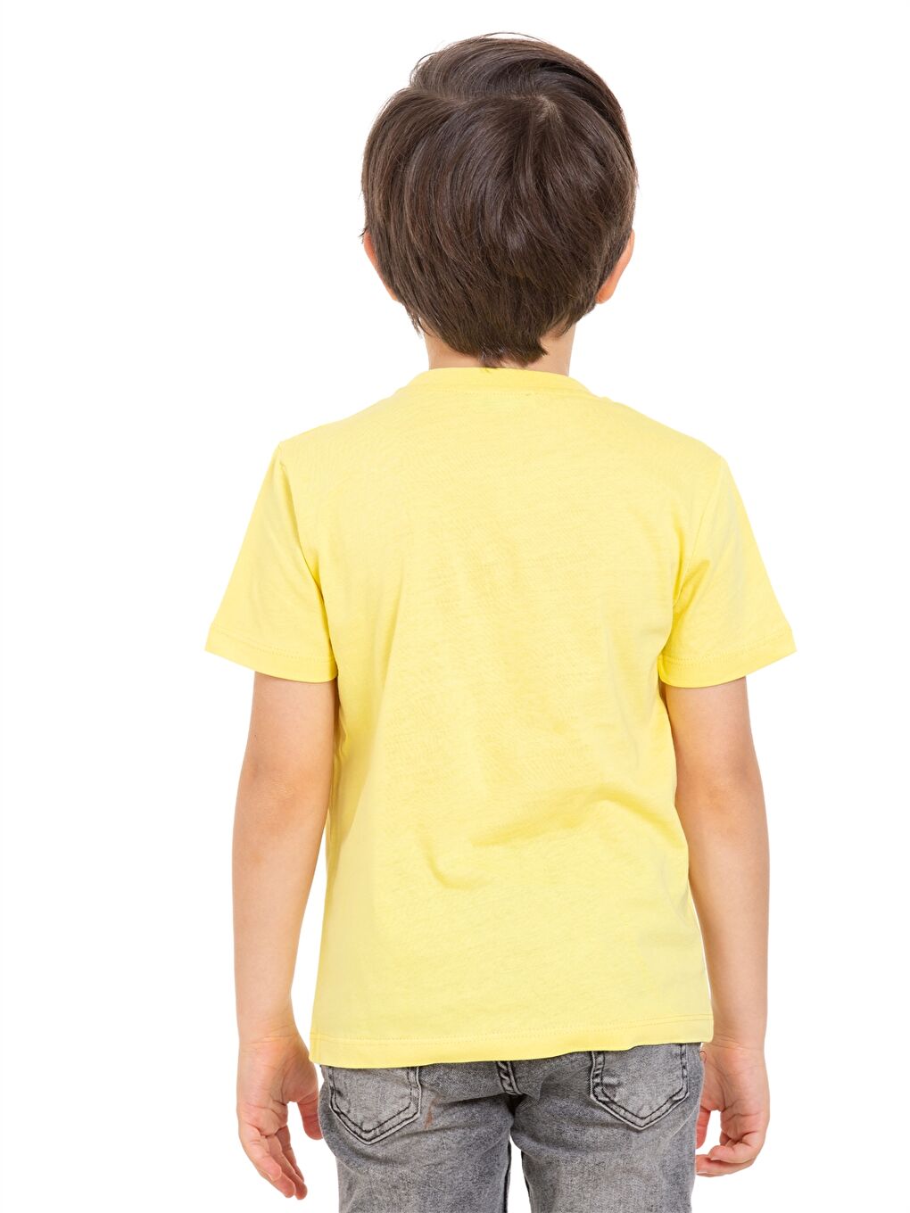 Sarı Bisiklet Yaka Erkek Çocuk Tişört-3