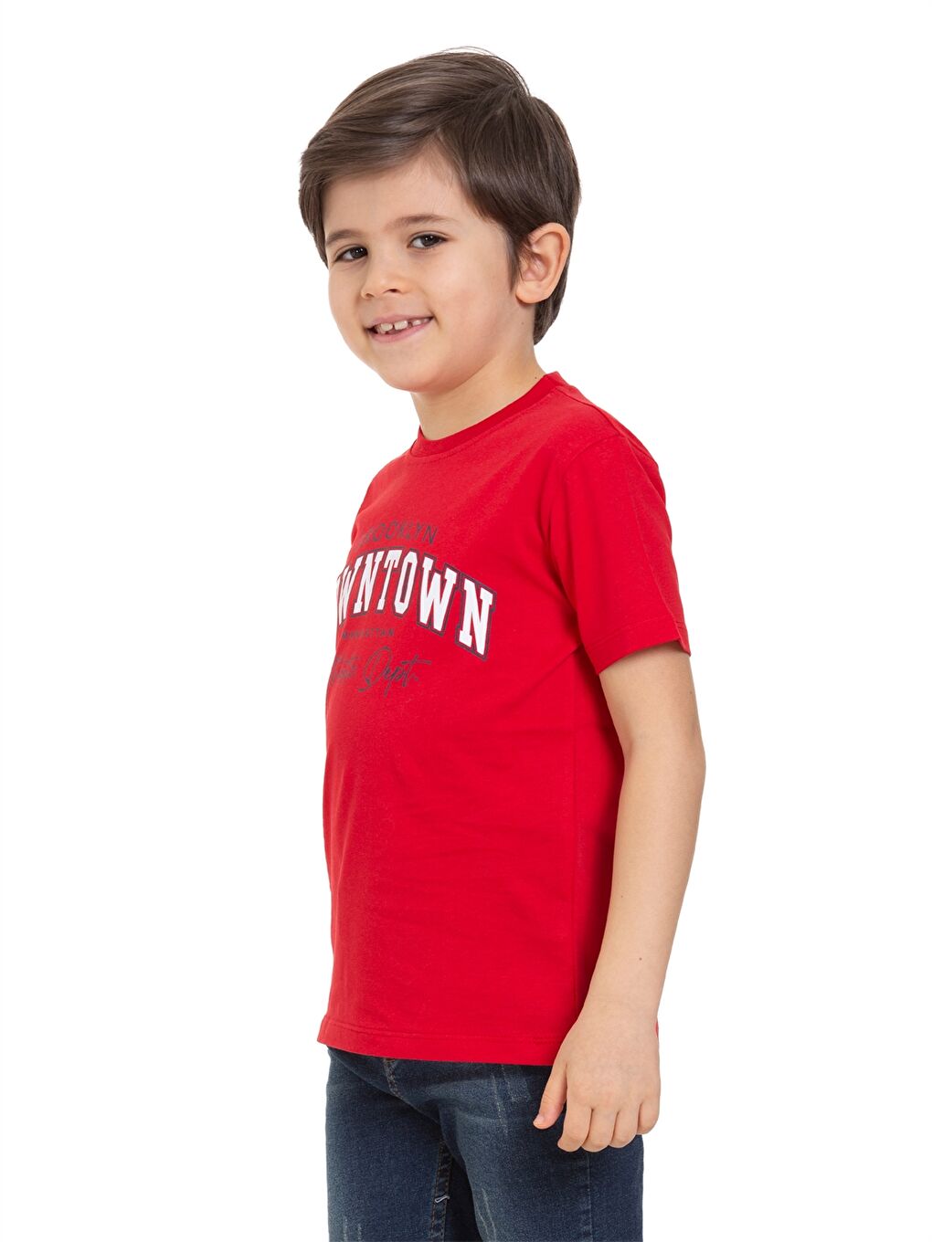 Kırmızı Bisiklet Yaka Erkek Çocuk Tişört-2