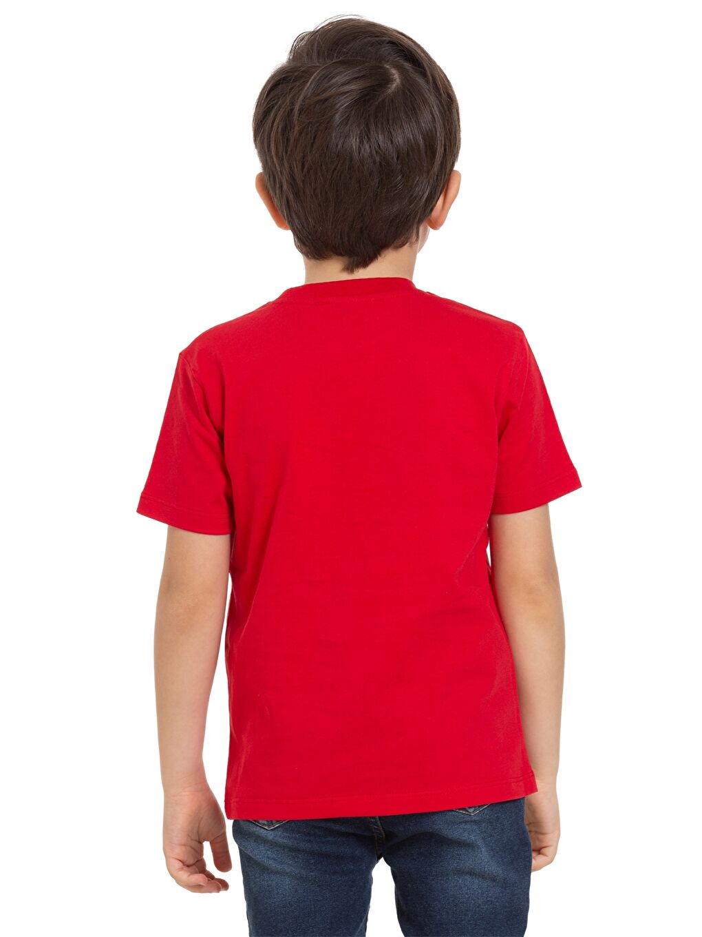 Kırmızı Bisiklet Yaka Erkek Çocuk Tişört-3