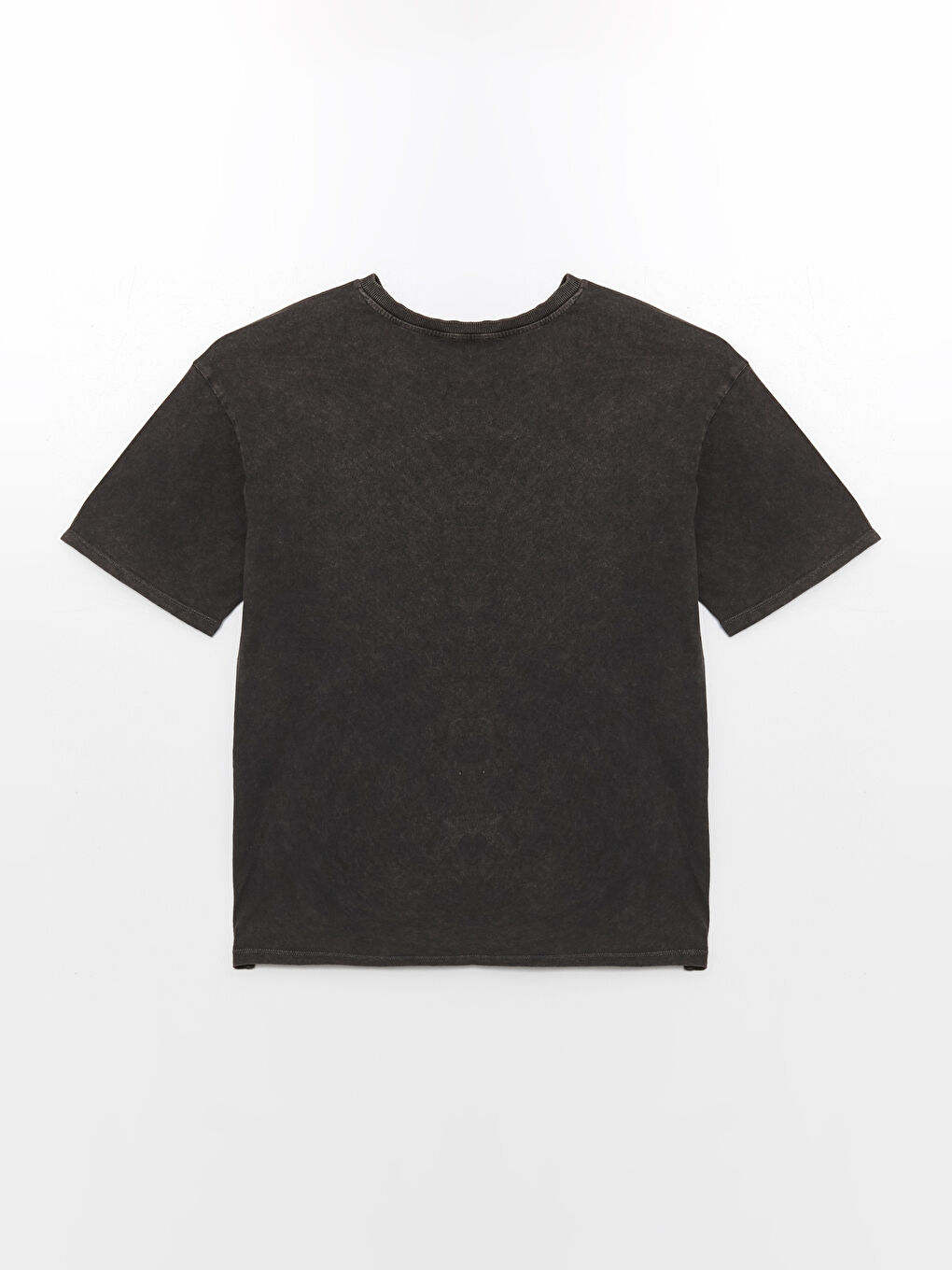 Siyah Bisiklet Yaka Baskılı Kısa Kollu Oversize Kadın Tişört-6