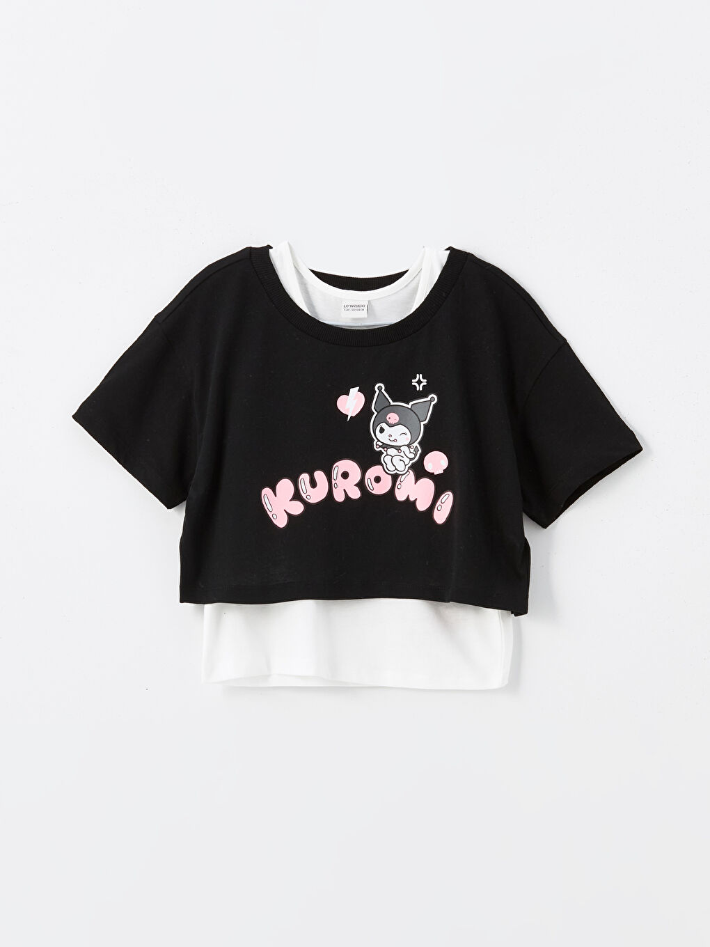 Crew Neck Printed Baby Girl Crop T-Shirt -S4MB10Z4-CVL