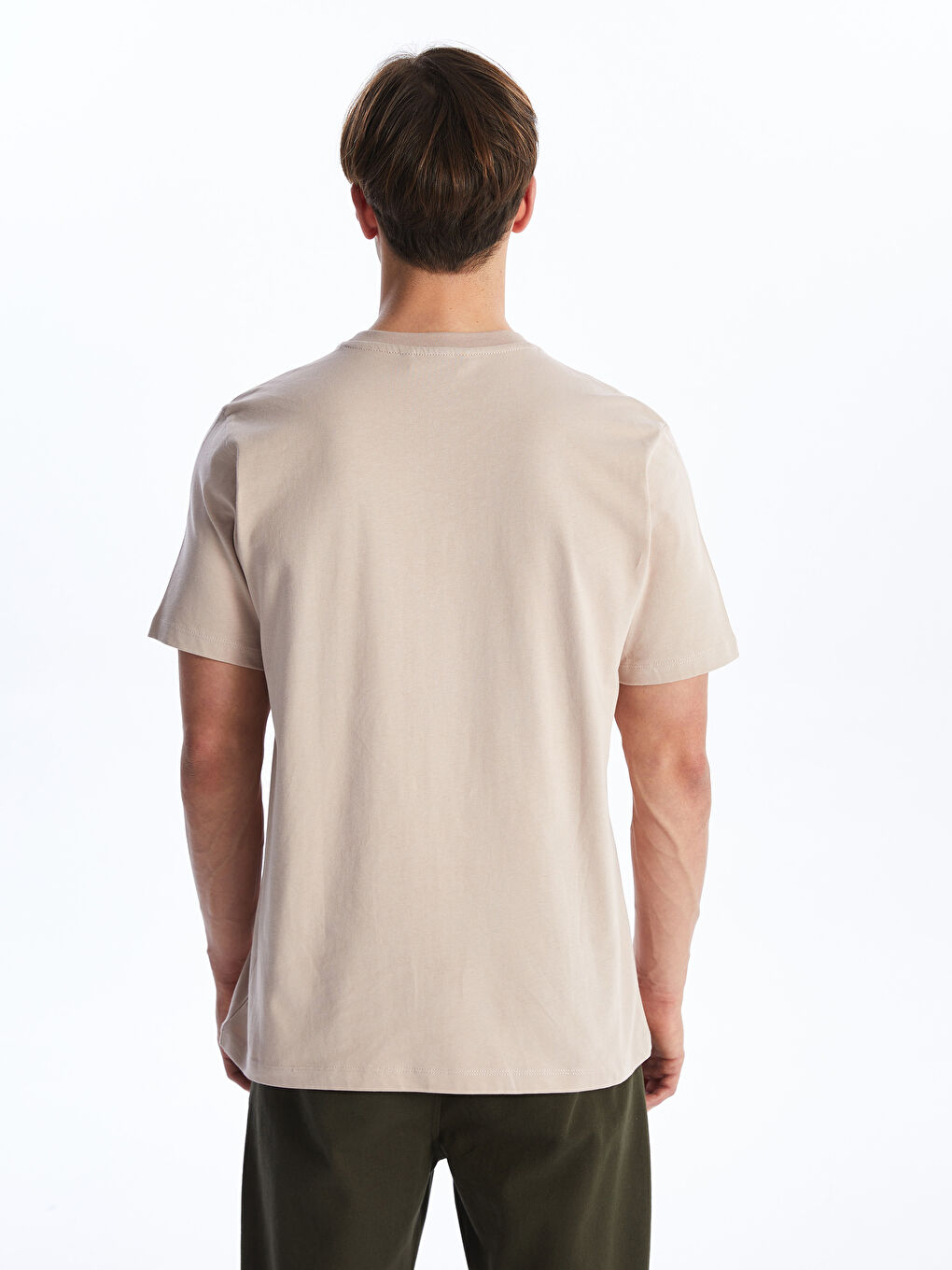 მრგვალი საყელო მოკლე სახელო ნაბეჭდი კომბინირებული ბამბის მამაკაცის მაისური-3