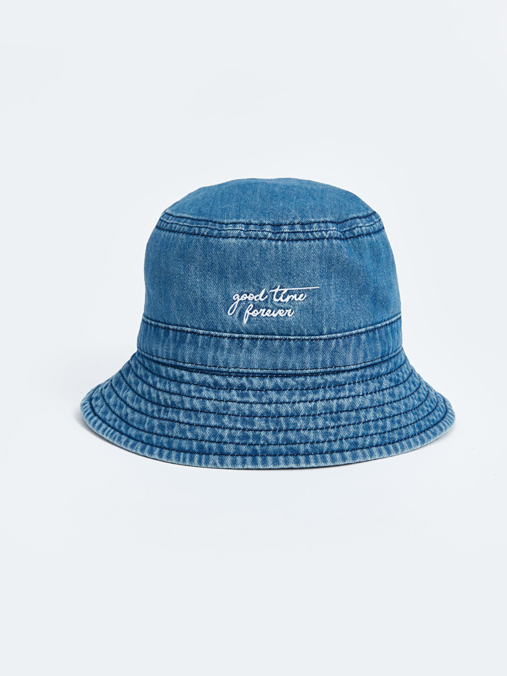 LCW ACCESSORIES Denim Mavi Nakışlı Kadın Denim Bucket Şapka