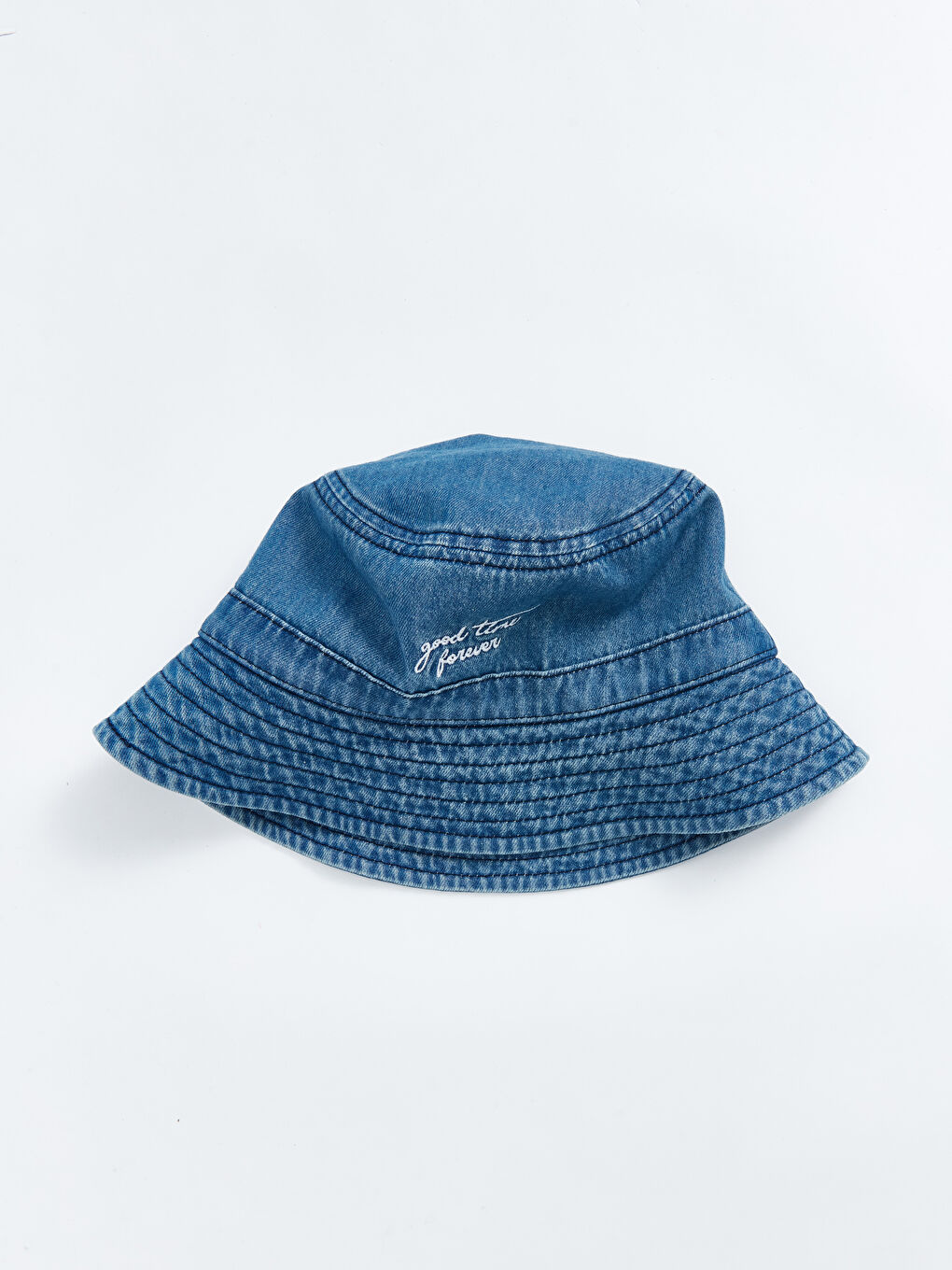 LCW ACCESSORIES Denim Mavi Nakışlı Kadın Denim Bucket Şapka - 1