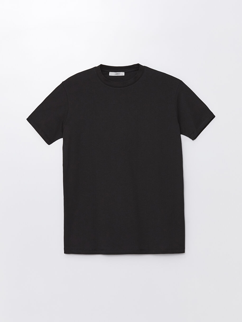 Siyah Bisiklet Yaka Düz Kısa Kollu Oversize Kadın Tişört-5