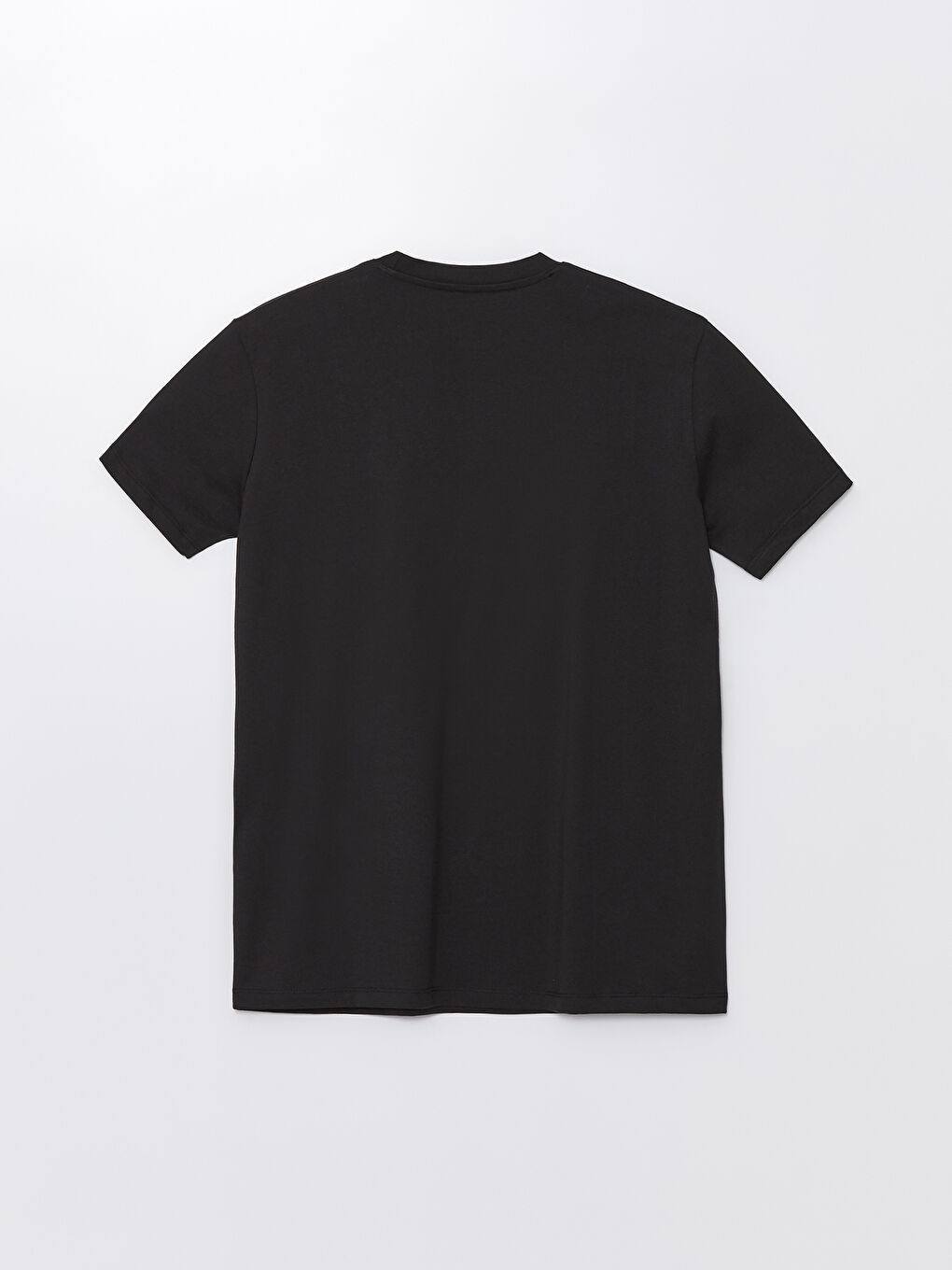 Siyah Bisiklet Yaka Düz Kısa Kollu Oversize Kadın Tişört-6