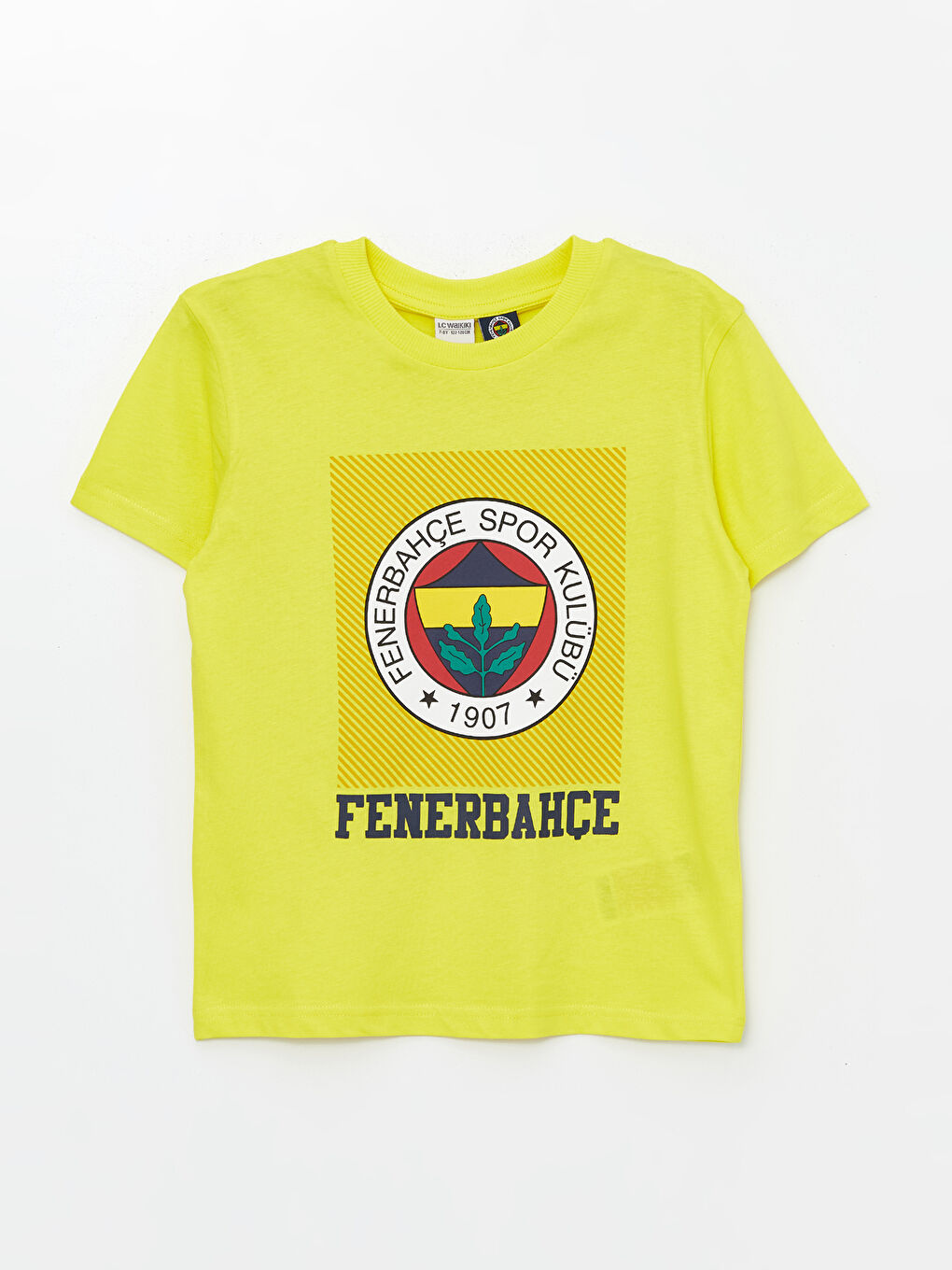 LCW Kids Canlı Sarı Bisiklet Yaka Fenerbahçe Baskılı Kısa Kollu Erkek Çocuk Tişört