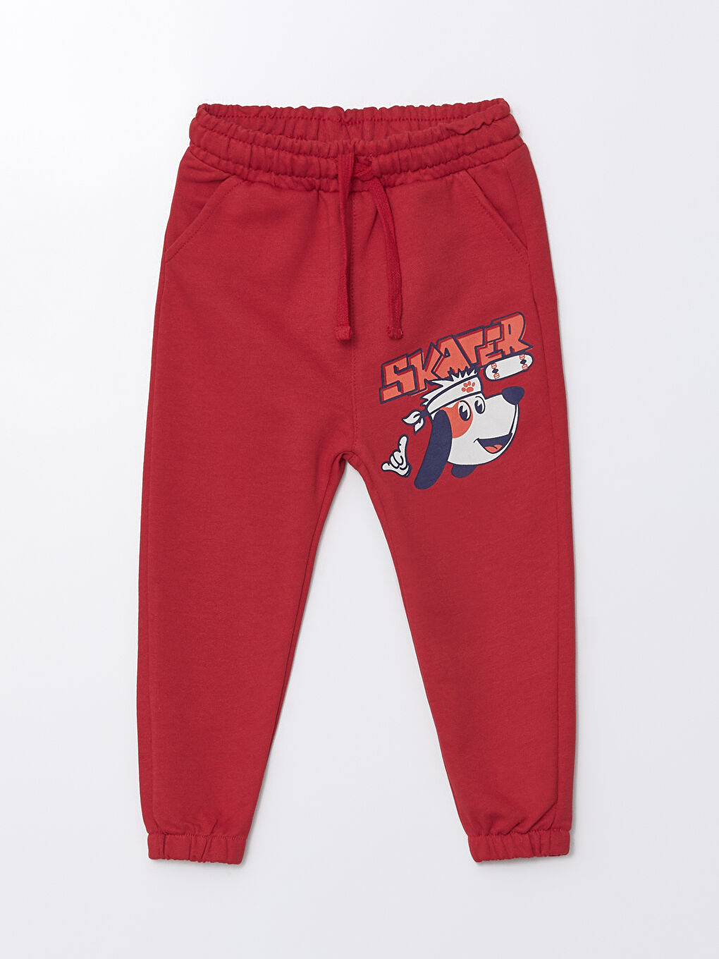 Kırmızı Beli Lastikli Baskılı Erkek Bebek Jogger Eşofman Altı