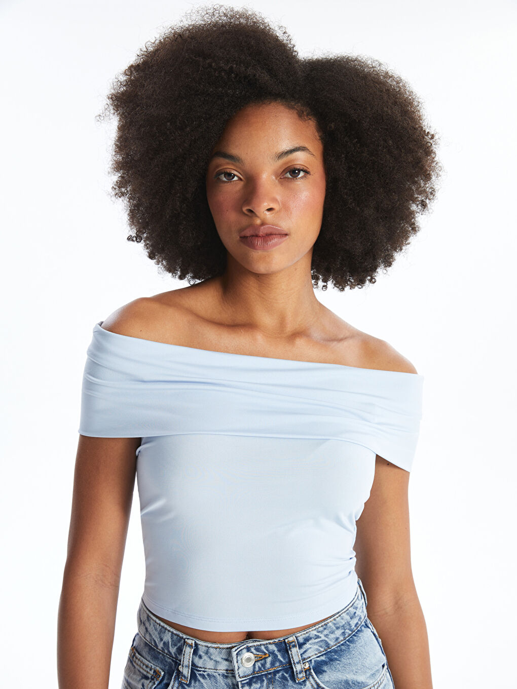 Women's Slash Neck Plain Crop -S4MB78Z8-Y8F