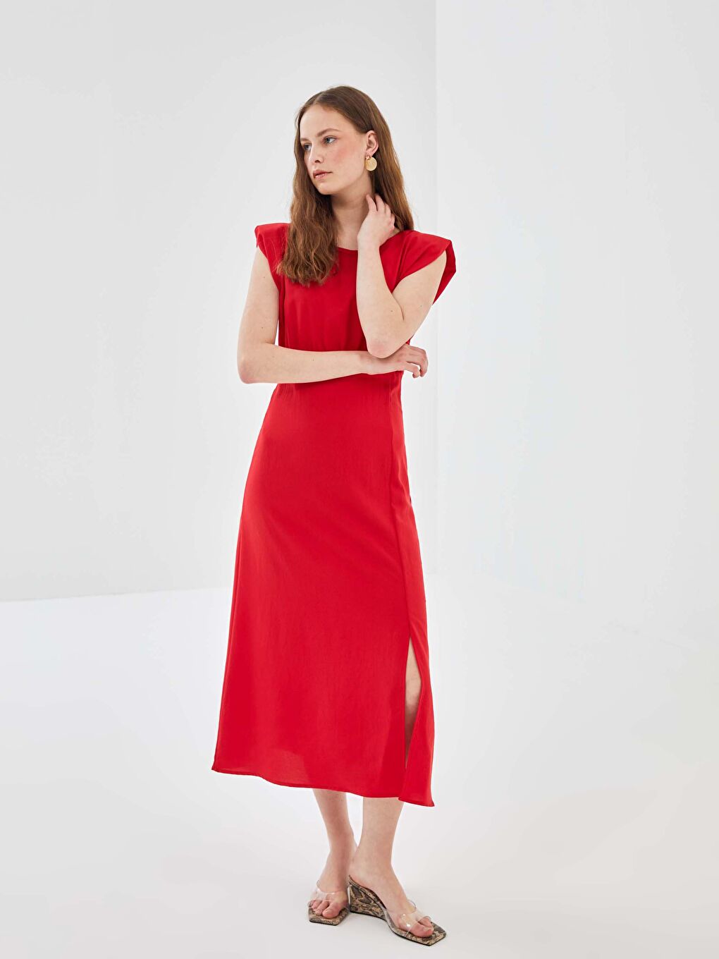 Kırmızı Bisiklet Yaka Elbise