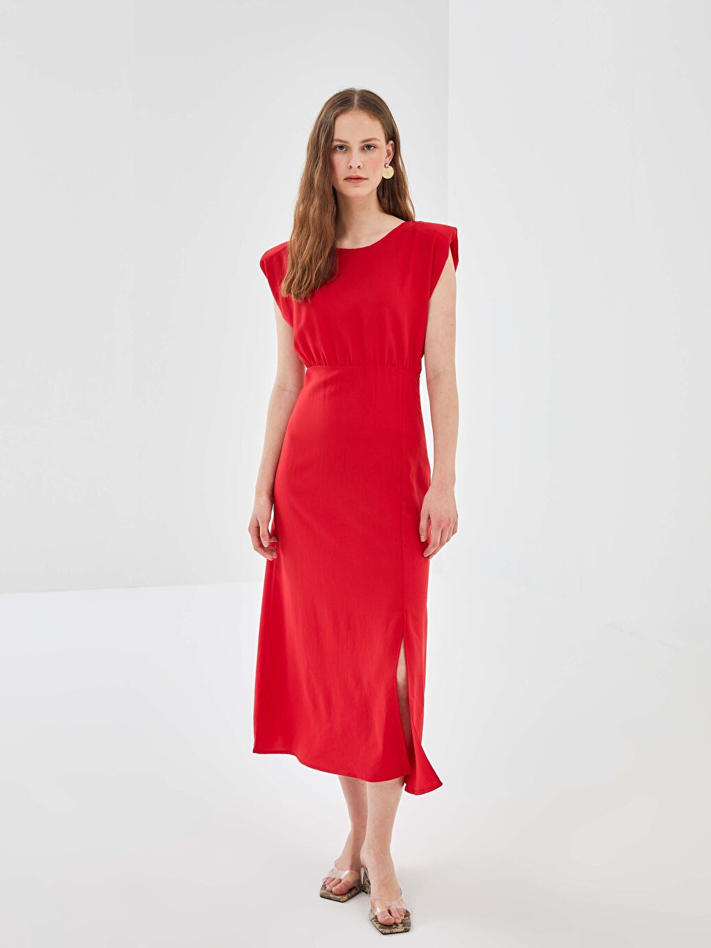 Kırmızı Bisiklet Yaka Elbise-1