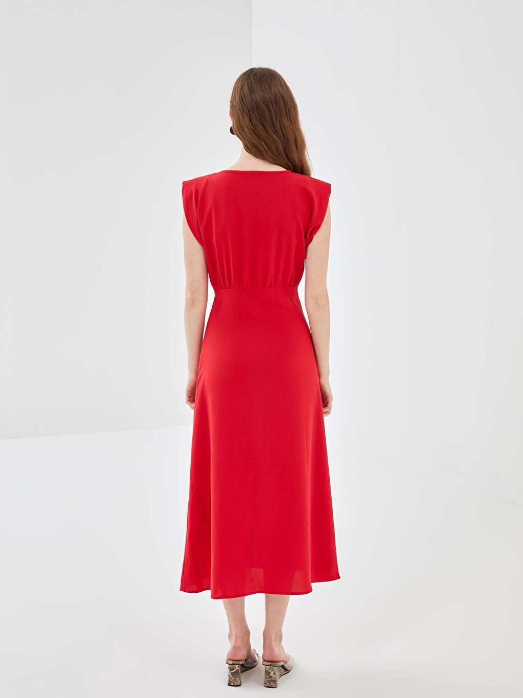 Kırmızı Bisiklet Yaka Elbise-4