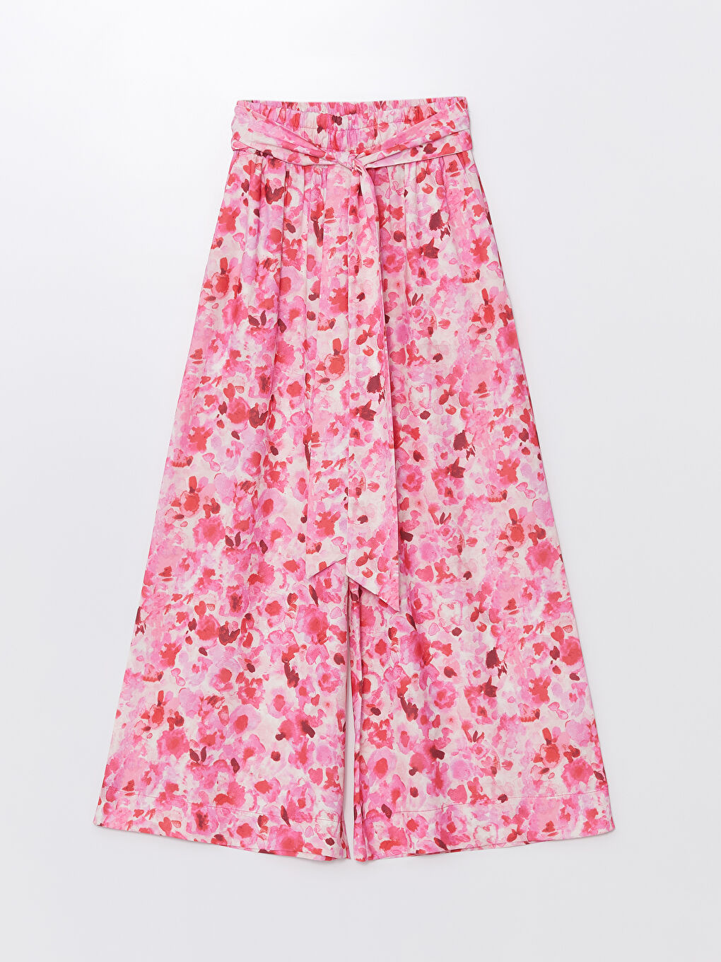 Fuşya Beli Lastikli Rahat Kalıp Desenli Kadın Pantolon Etek-5