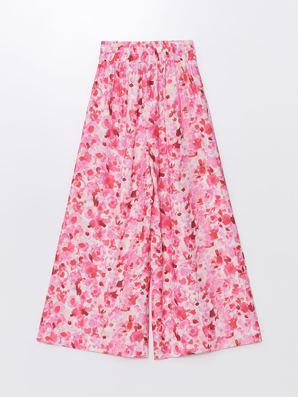 Fuşya Beli Lastikli Rahat Kalıp Desenli Kadın Pantolon Etek-6