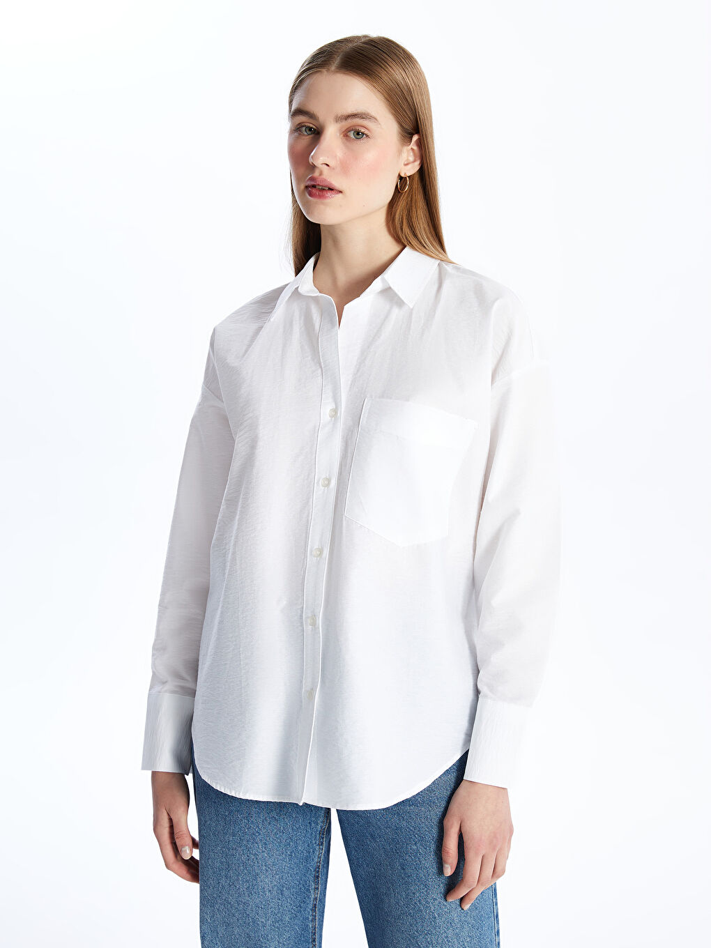 Plain Long Sleeve Oversize Women's Shirt -S4MC90Z8-Q6K
