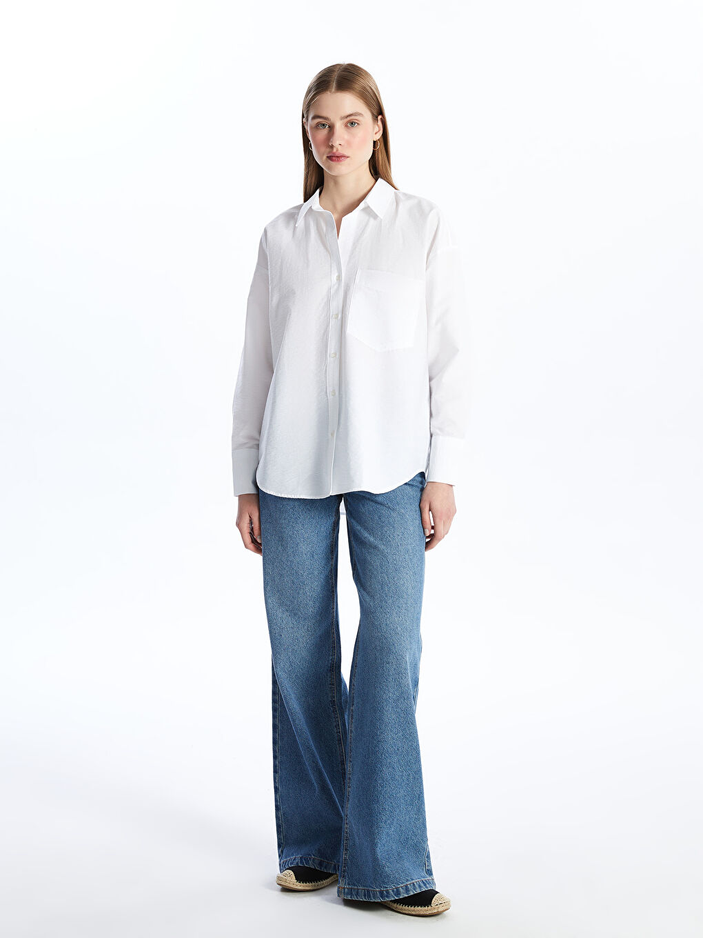 Plain Long Sleeve Oversize Women's Shirt -S4MC90Z8-Q6K