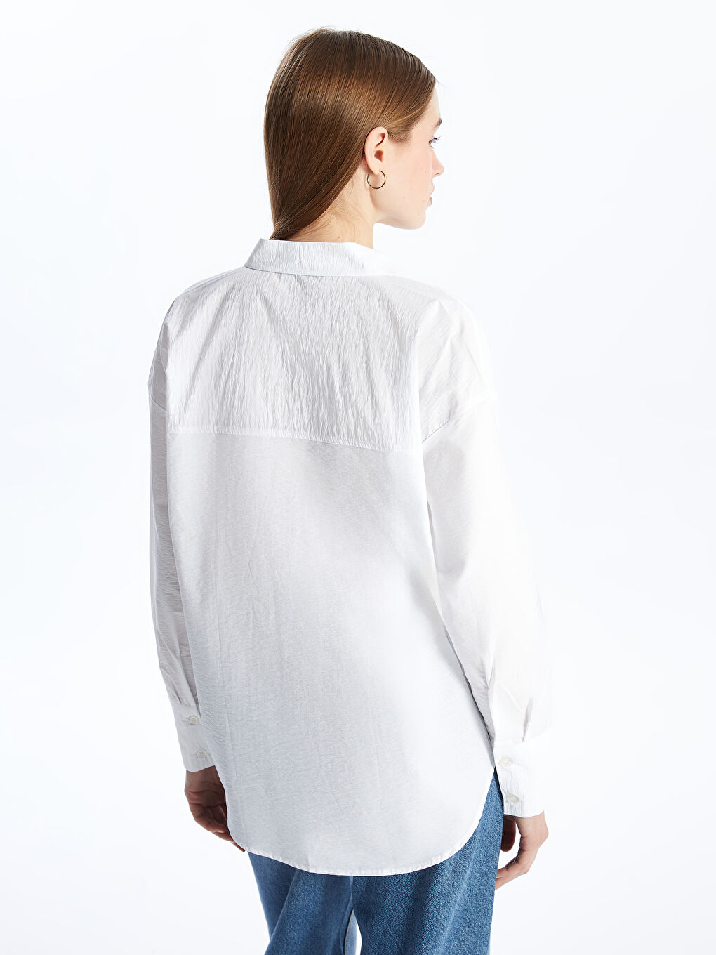 Plain Long Sleeve Oversize Women's Shirt -S4MC90Z8-Q6K