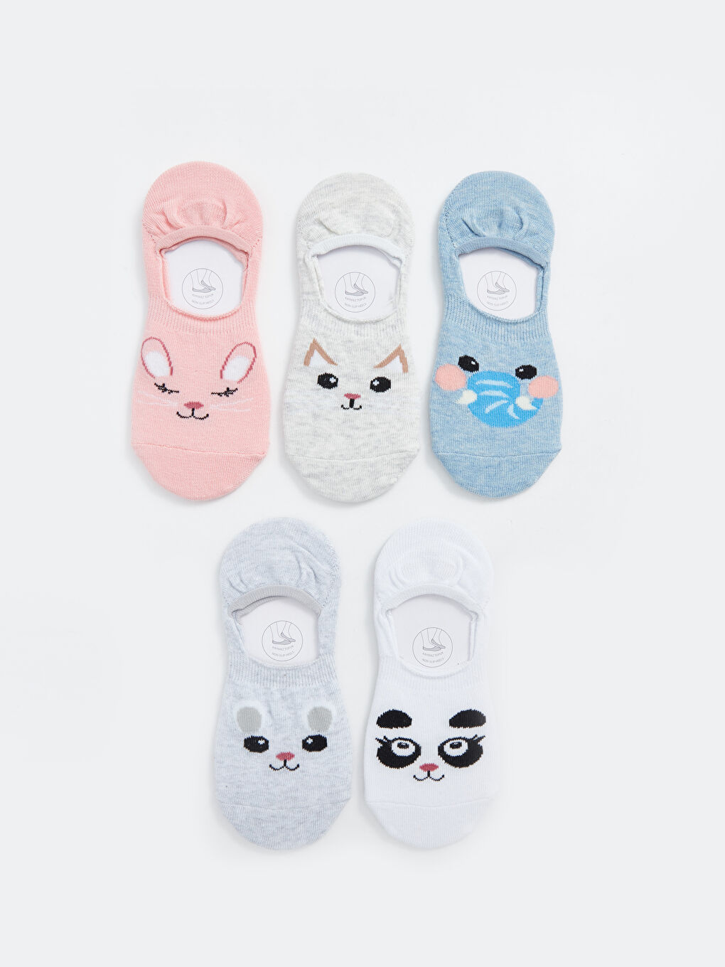 Patterned Girls' Invisible Socks 5 Pack -S4MC94Z4-J14