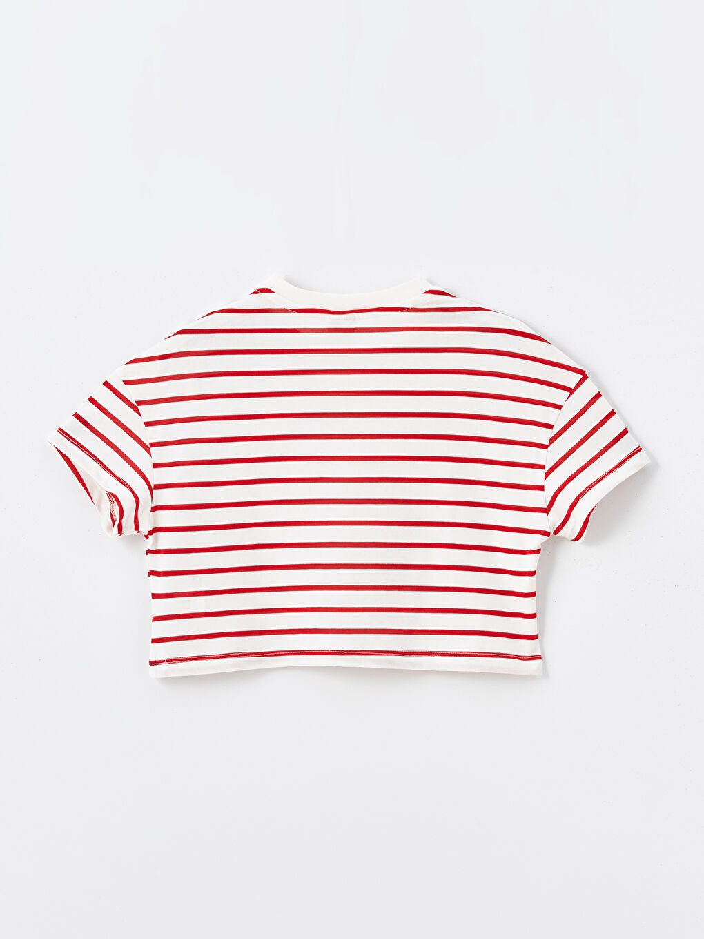 Tricou pentru Fete cu Guler Rotund, Vărgat, Mânecă Scurtă-1