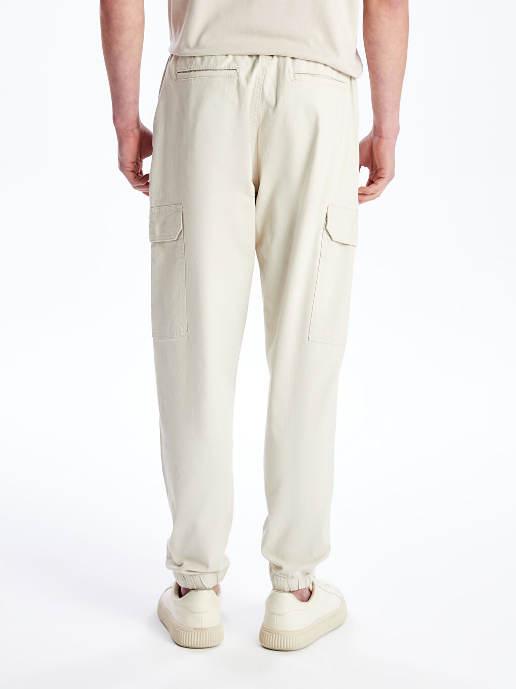 Bej Standart Kalıp Gabardin Erkek Kargo Pantolon-3