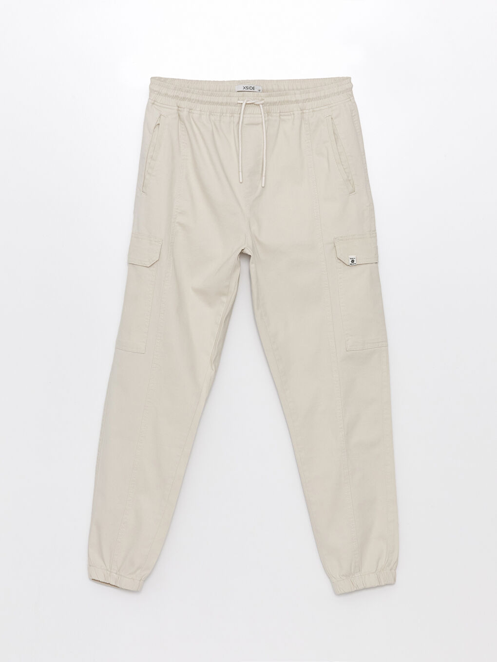 Bej Standart Kalıp Gabardin Erkek Kargo Pantolon-5