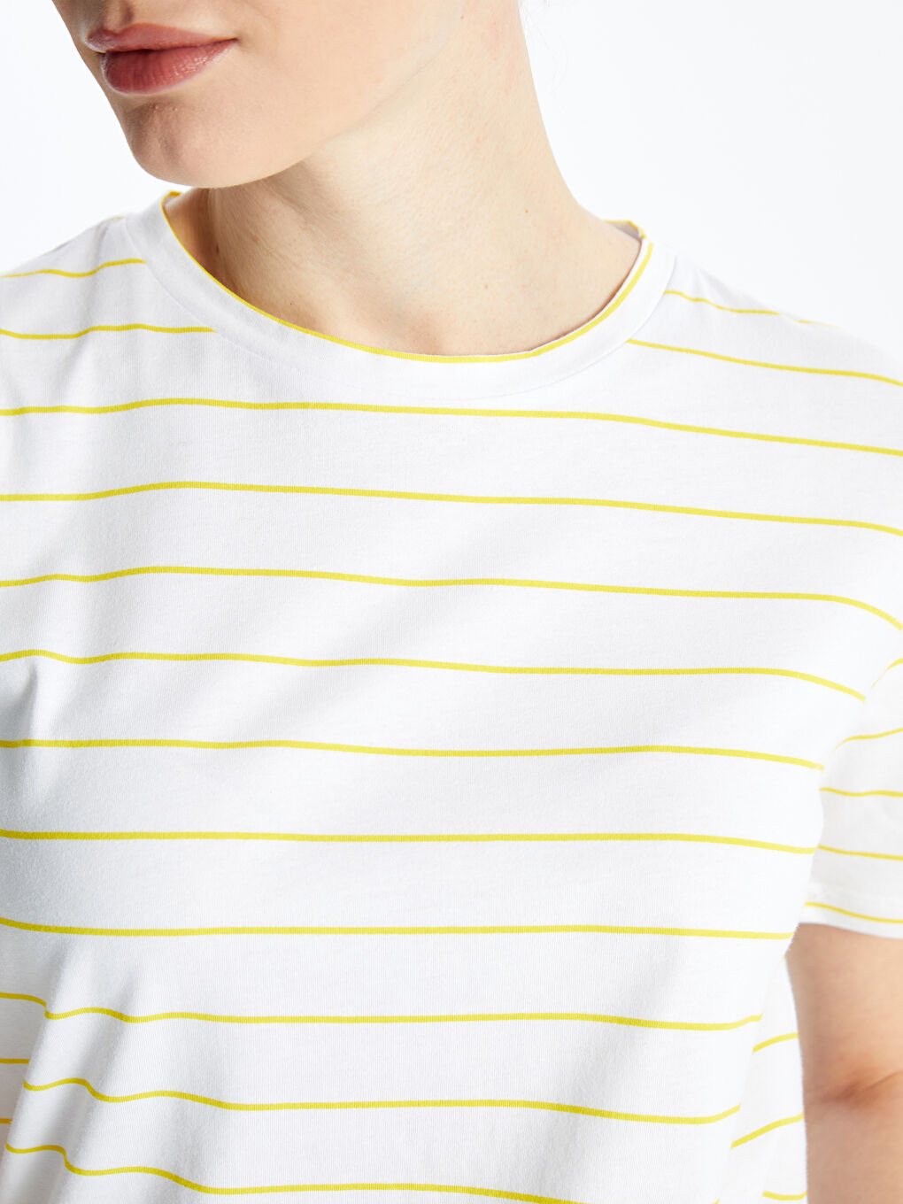 Crew Neck Striped Short Sleeve Women's T-Shirt -S4MD44Z8-LKF