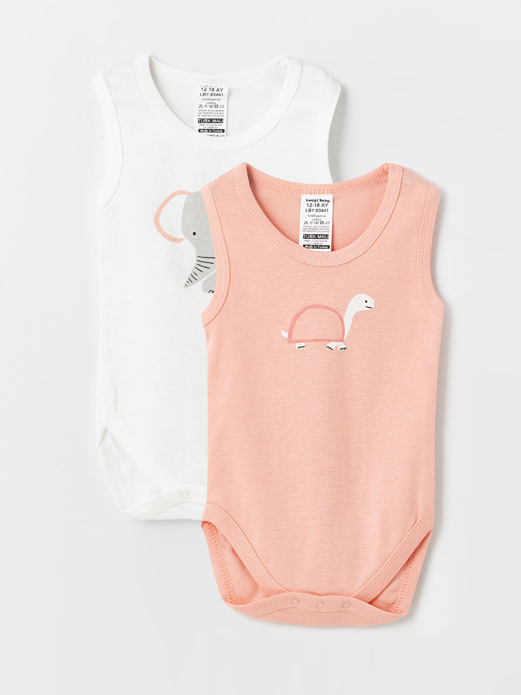 Turuncu Bisiklet Yaka Kız Bebek Çıtçıtlı Bodysuit 2'li